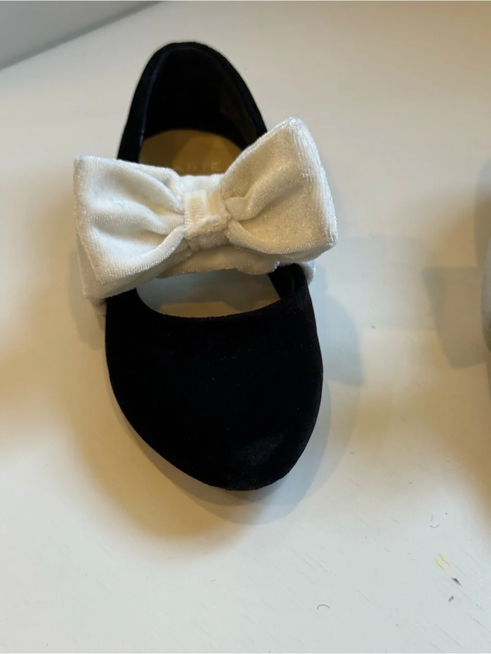 Janie and Jack Black Velvet Mary Jane Shoes with White Bow